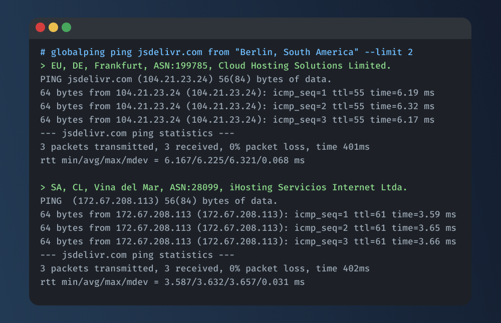 globalping cli script example