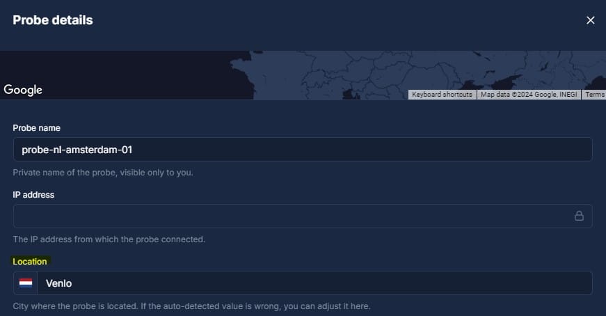 Change the location of your probe in the Probe Details window.