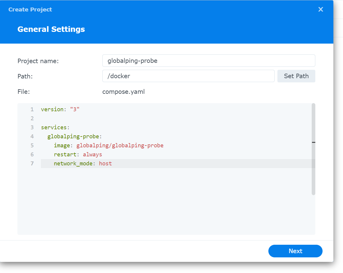 Create a new project and provide some data to configure it.