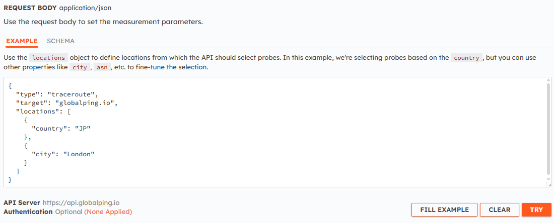 To run a traceroute with HTTP, create a new measurement with the Globalping API.