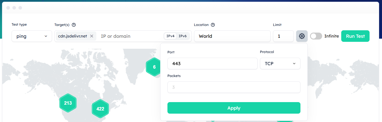 Fill in the form on our website to pin using TCP.
