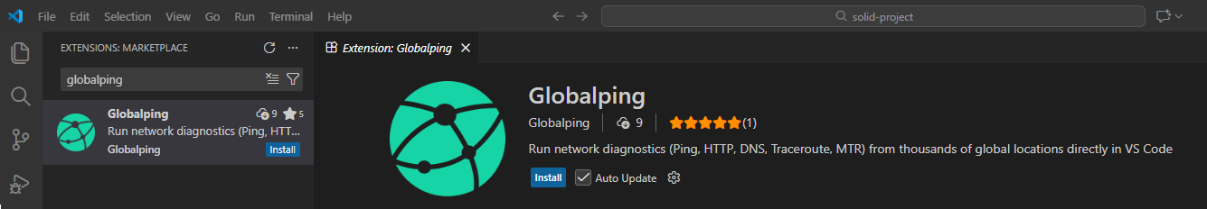 You can install the Globalping extension directly within your IDE.