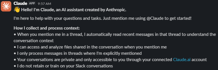 Claude is a great assistant to have available in your Slack conversations.
