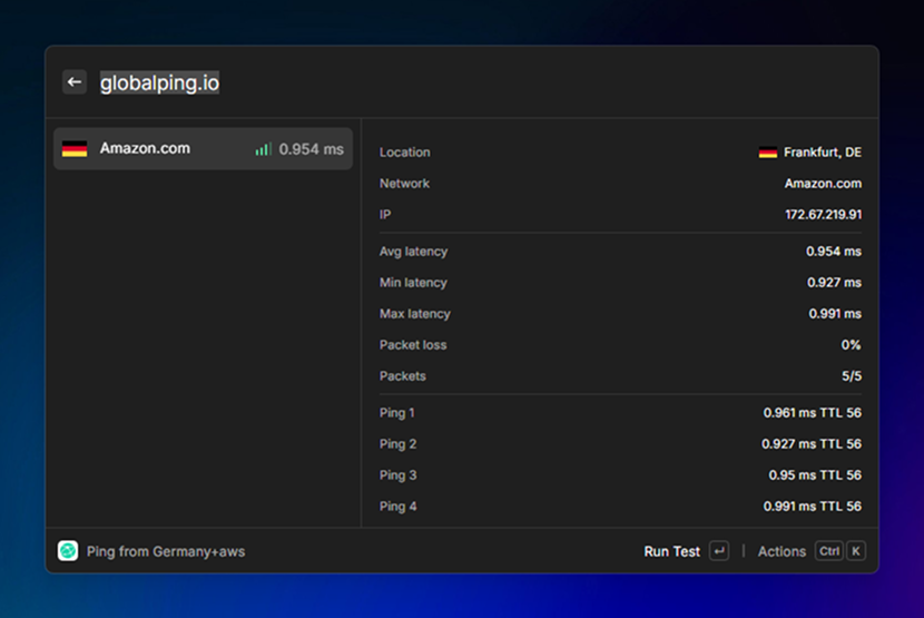Test results should show up quickly after running a test, displaying data in an easy to read format.
